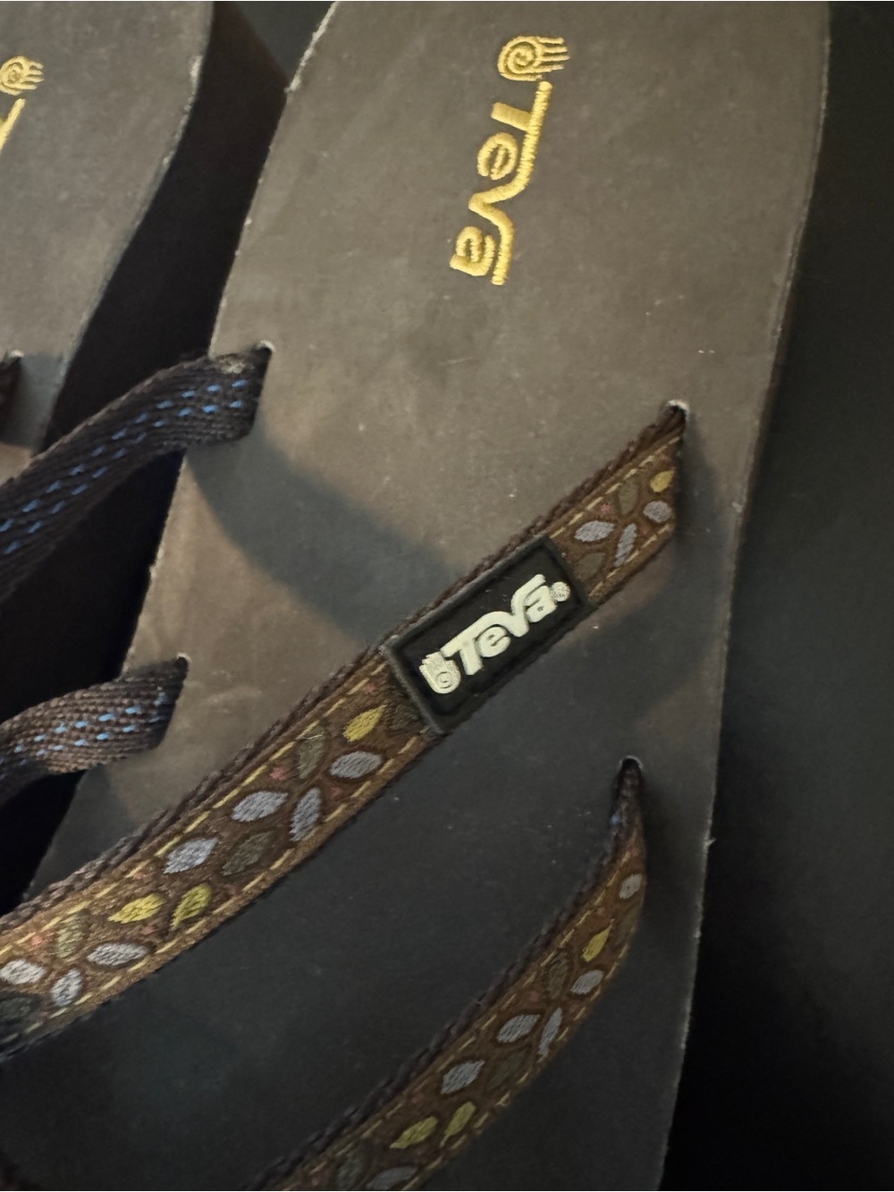 Teva Brown Strappy Flip Flop Sandals| Wedge | - Picture 2 of 6